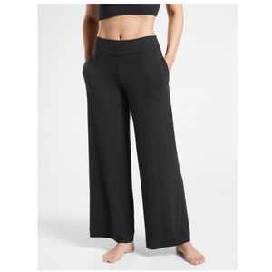 ATHLETA Well Rested Rib Sleep Wide Leg Pant Black Size Small